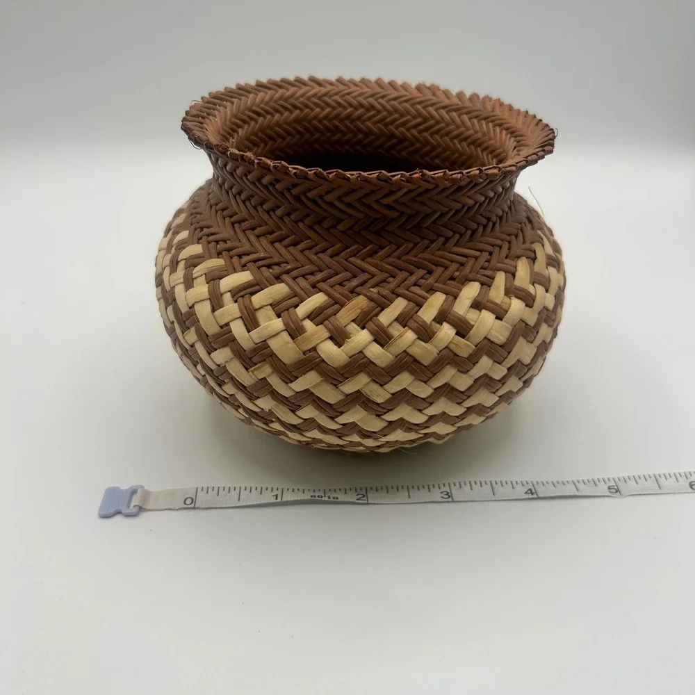 Vintage Tarahumara Raramuri Double Weave Basket Mexico Olla Southwestern